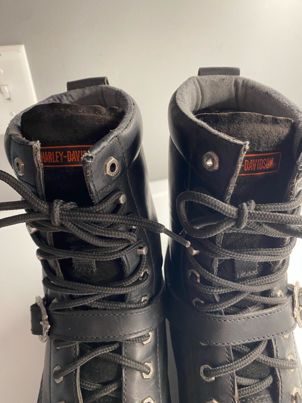 Men’s Harley-Davidson Black Leather Lace-Up Steel-toe Motorcycle Boots 11.5 - Picture 7 of 10